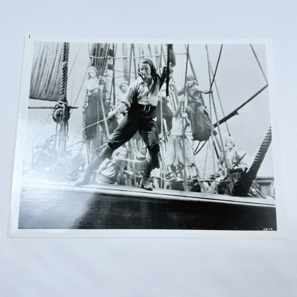 Vintage Errol Flynn Captain Blood Movie Still Photo 8x10 B&W Pirate Adventure